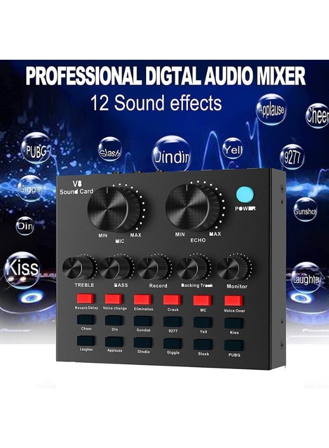 V8 Sound Card, Sound Effects Board for Podcast Equipment Bundle, Sound Board for Streaming Alog with Voice Changer Podcast - Image 4